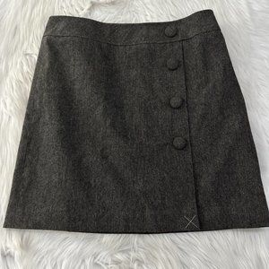 LOFT Charcoal Button-Front Skirt